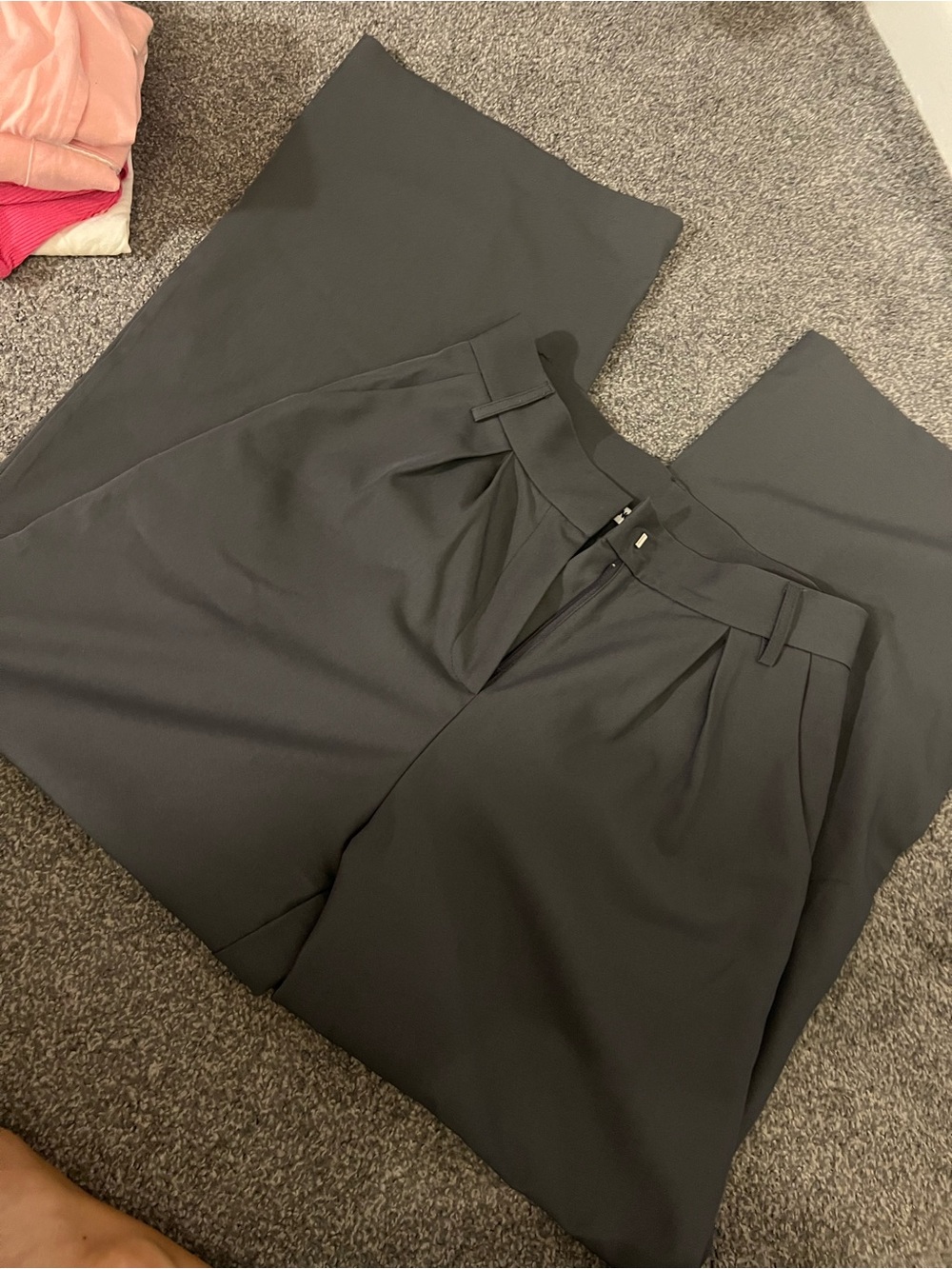 Princess Polly Wide-Leg High-Rise Trousers in Charcoal Gray